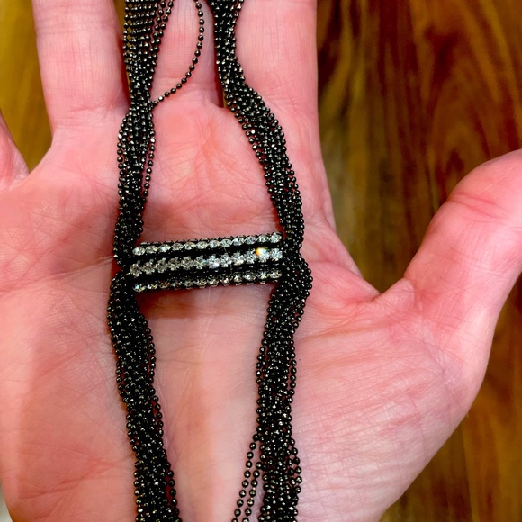 BEAUTIFUL Black Bracelet with Realistic Diamond Bar - Picture 3 of 5